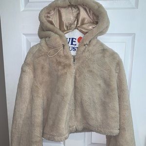 Cropped Fur Hoodie